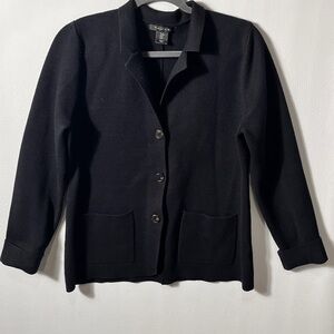 Tahari Black Women's Rayon Cardigan Blazer with Pockets Medium